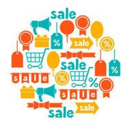 Background with sale and shopping icons design elements