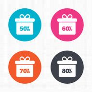Sale gift box tag icons Discount symbols N48
