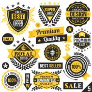 Black and yellow stickers badges labels ribbons Set 5