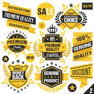 Black and yellow stickers badges labels ribbons Set 2