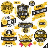 Black and yellow stickers badges labels ribbons Set 1