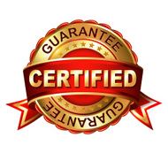 Certified guarantee golden label with ribbon