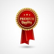 Red Color vector award badge and ribbon