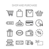 Set of simple icons for shop market bank and commerce