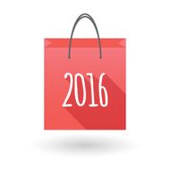 Red shopping bag icon with a 2016 year number