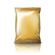 Blank golden realistic foil snack pack isolated on white background