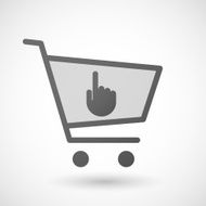 Shopping cart icon with a pointing hand