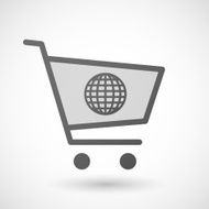 Shopping cart icon with a world globe N2