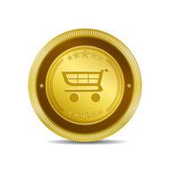 Shopping Circular Vector Gold Web Icon Button N2