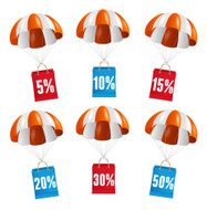 Vector red and white parachute with paper bag sale N2
