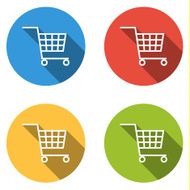 Collection of 4 isolated flat buttons (icons) for shopping cart