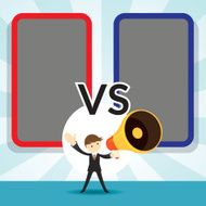 Businessman with Megaphone Announcement Versus Frame N2
