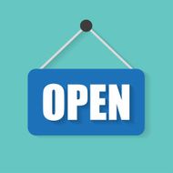 Open door sign vector illustration flat design