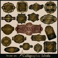 Vector set of Labels Guaranteed Premium Quality Rate N14