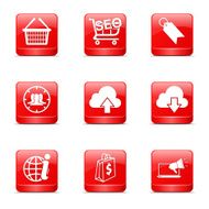 SEO Internet Sign Square Vector Red Icon Design Set 7 N12