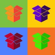 vector set of cardboard box icon on colorful background