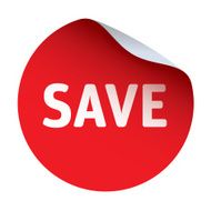Red vector sticker text SAVE