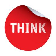 Red vector sticker text THINK