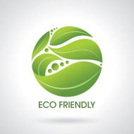 Eco friendly sticker tag or label with green leaves N2