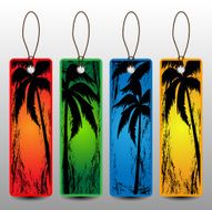 Summer Holiday Stickers Banners Price Tags With Palm Trees