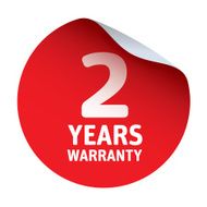 Red vector sticker text TWO YEARS WARRANTY