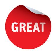 Red vector sticker text GREAT