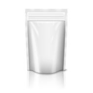 Blank realistic plastic zipped pouch isolated on white background with