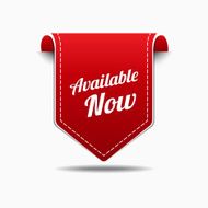Available Now Red Label Icon Vector Design