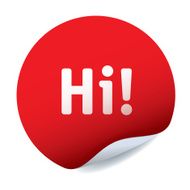 Red vector sticker text Hi