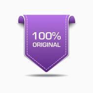 100 Percent Original Purple Label Icon Vector Design