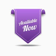 Available Now Purple Label Icon Vector Design