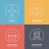 Delivery and logistics line art backgrounds