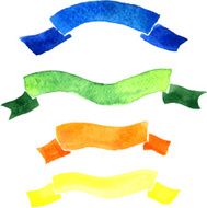 set of watercolor drawing ribbons N2