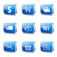 Shopping Sign Square Vector Blue Icon Design Set N13