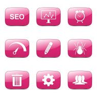 SEO Internet Sign Square Vector Pink Icon Design Set 8 N10