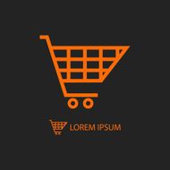 Orange shopping cart on black