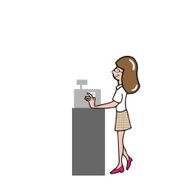 Cashier woman glasses