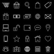 Ecommerce line icons on black background