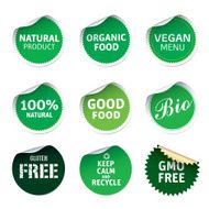 Set of green eco vector stickers
