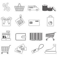 shopping and store outline black icons eps10