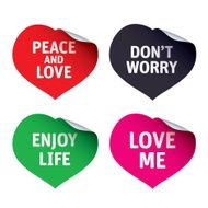 Set of color vector hearts and stickers
