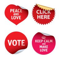 Set of red vector stickers