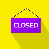 Closed Door Text Sign Shop Label over Yellow