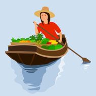 Boating selling fruits