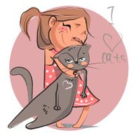 cute little girl with a kitten N2