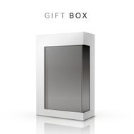 white gift box with a transparent plastic window