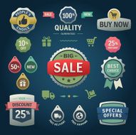 Set of vector stickers labels tags and icons