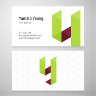 Modern letter Y origami Business card template N2