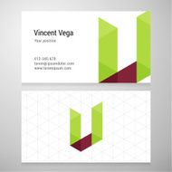 Modern letter V origami Business card template N2