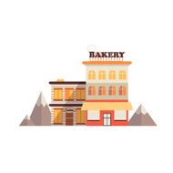 Isolated vector icon building bakery near of salon